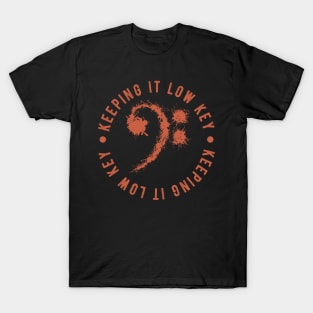 Bass Clef Red Retro - Keeping It Low Key Funny Music Lovers Gift T-Shirt